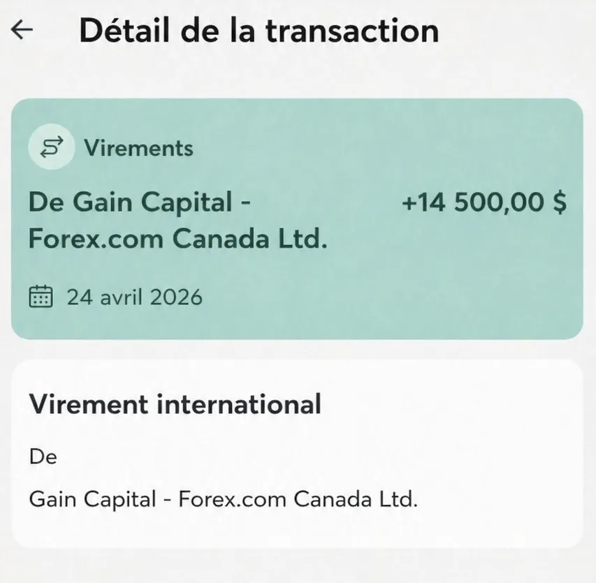 Virement reçu, capture bancaire
